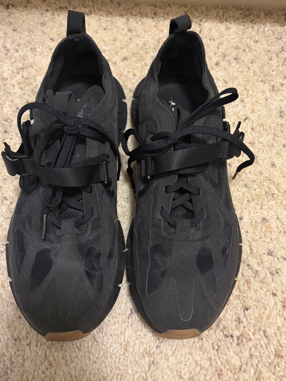 Reebok Women's Black Lace-Up Sneakers with Strap
